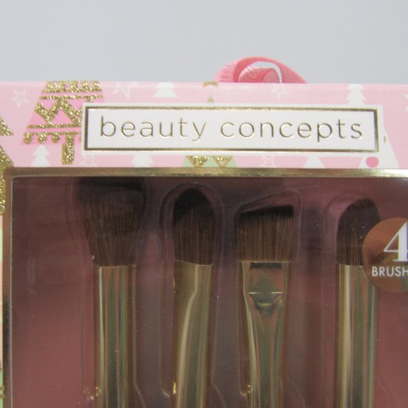 NWT! Beauty Concepts 4-Pc Set of Gold Cosmetic Brushes - Picture 4 of 4